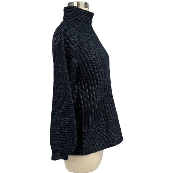 Toccin Turtleneck Sweater Navy Size S Pullover Long Sleeve Ribbed - Picture 6 of 8